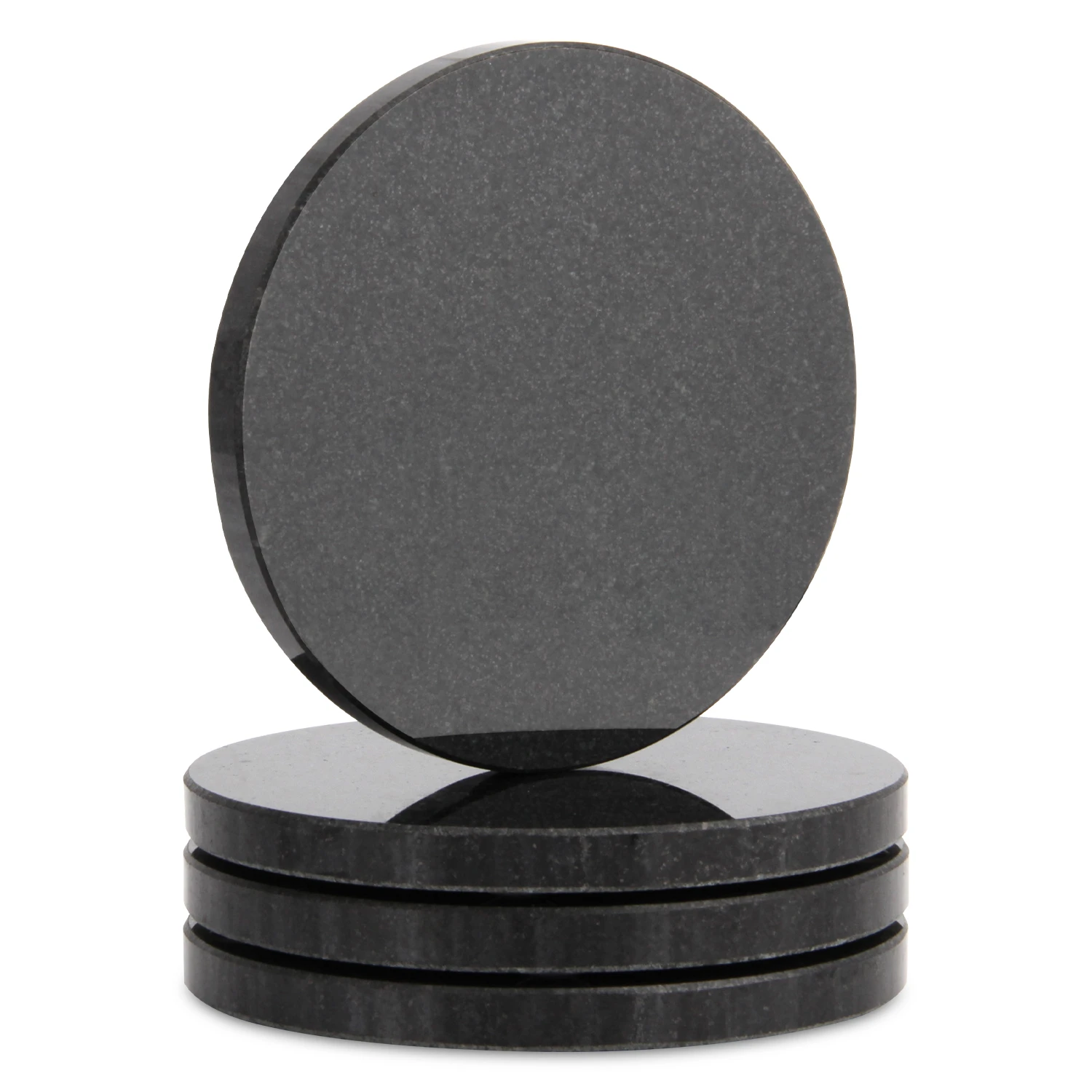 Set of 4 black  round coasters