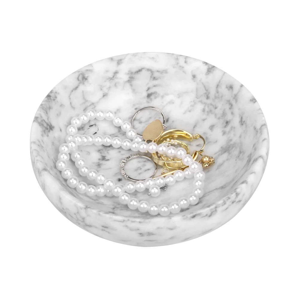 White grey marble jewelry bowl