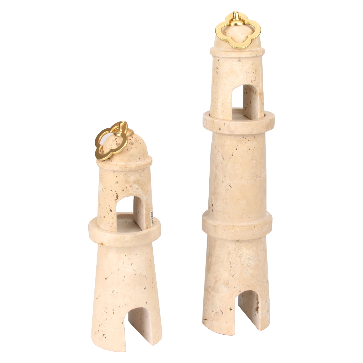 Beige travertine marble aromatherapy tower