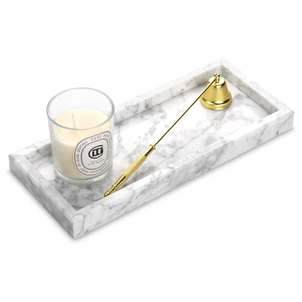 Carrara rectangle marble tray