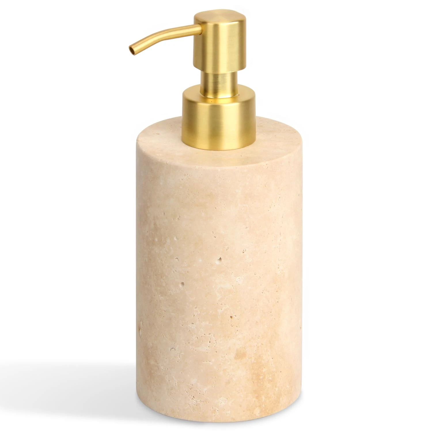 Travertine Round marble soap dispenser