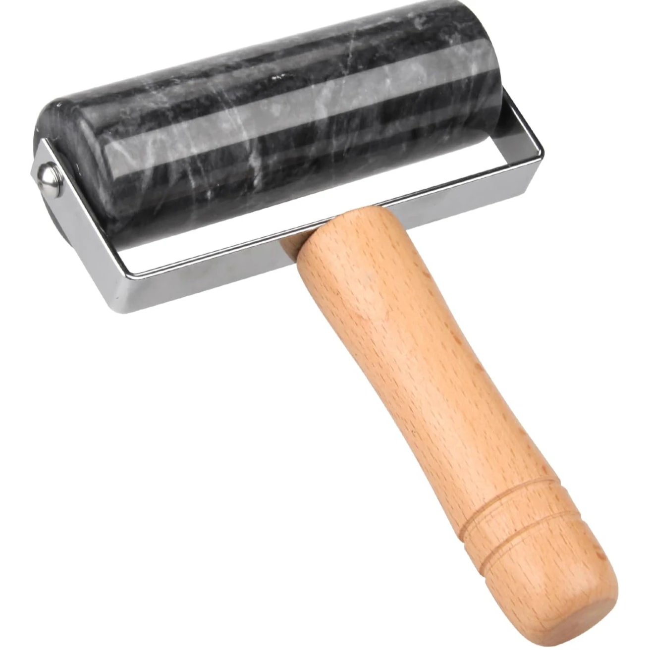 Dark grey marble rolling pin with wood holder