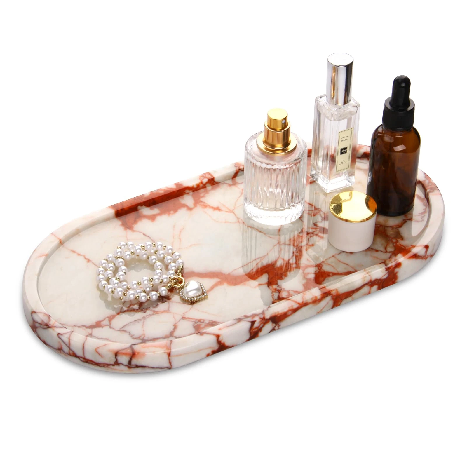 Luxury Bulgari pink oval marble tray