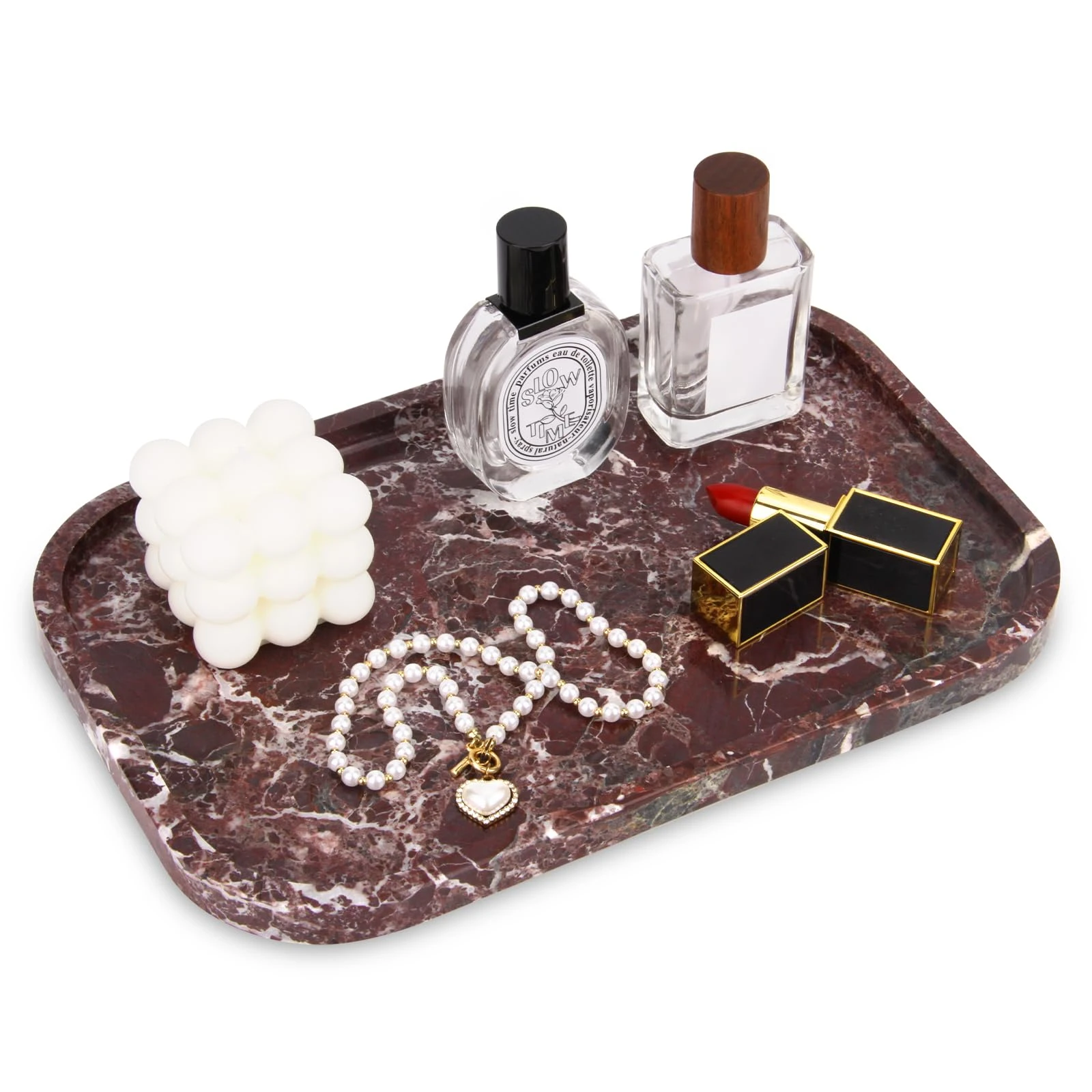 Luxury Rosso Levanto marble rectangle tray
