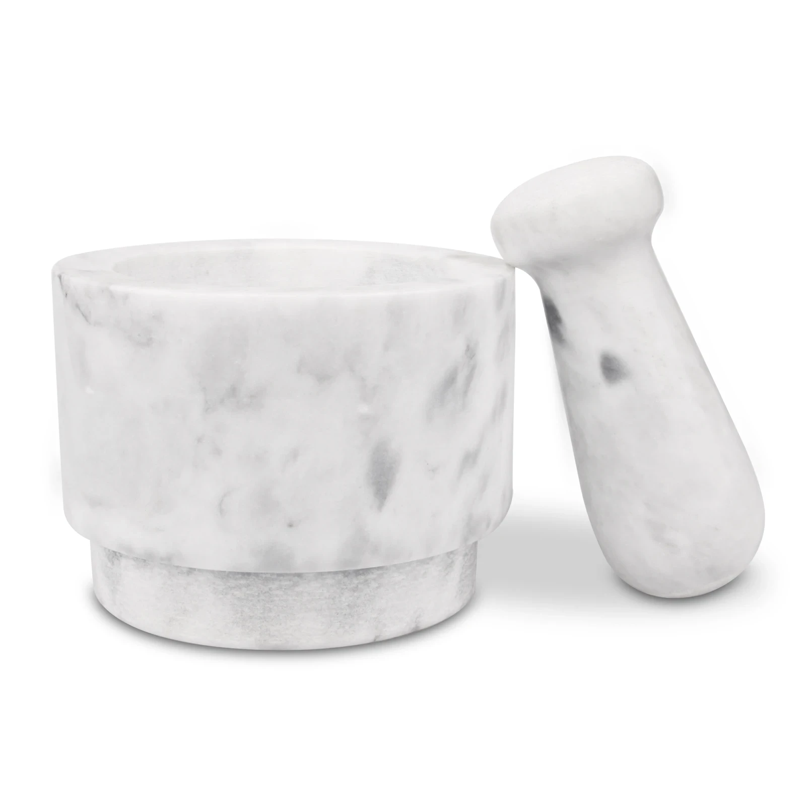White grey marble mortar and pestle D14x10cm H