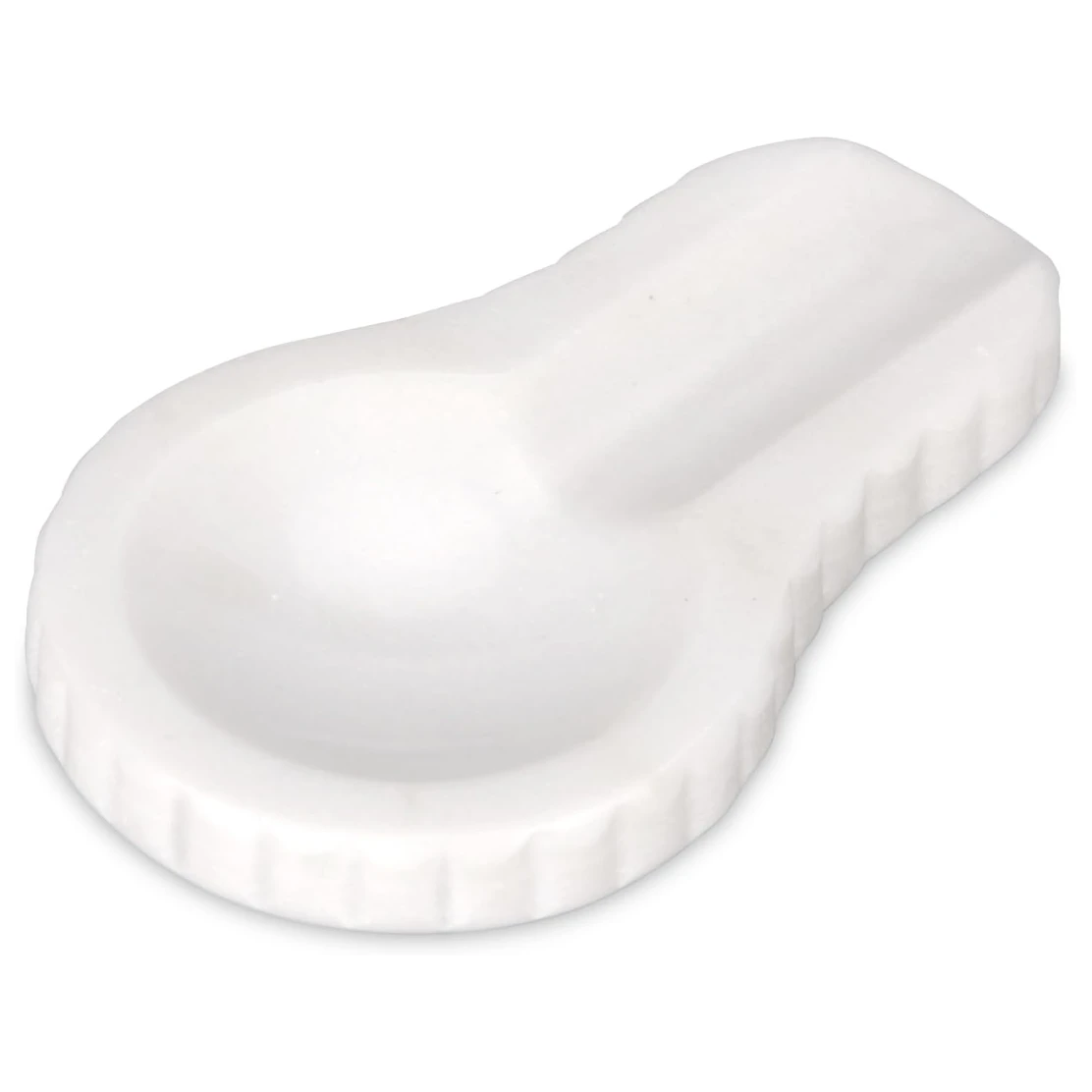 White marble spoon rest with wave edge