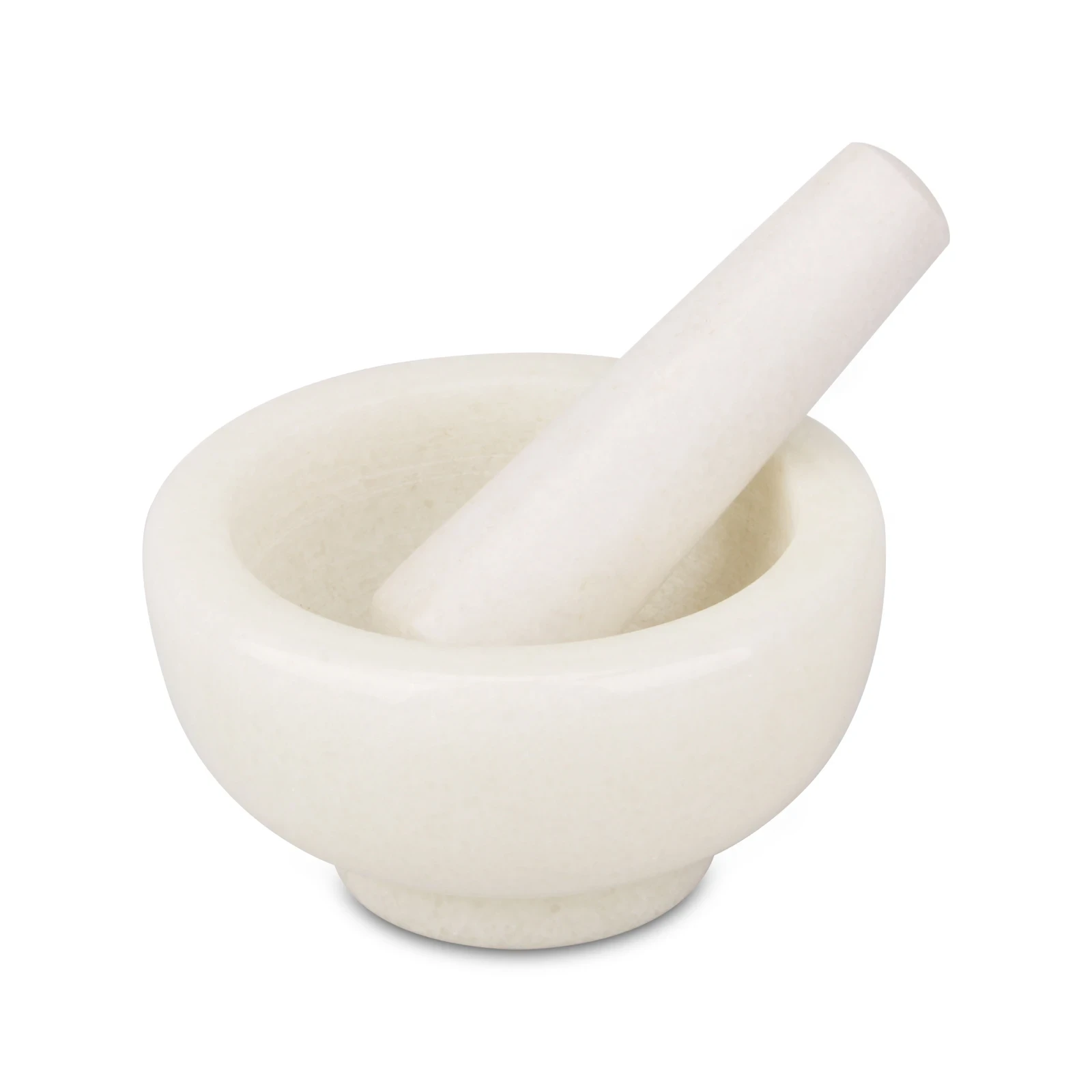 White marble mortar and pestle D11.5x6.5cm H