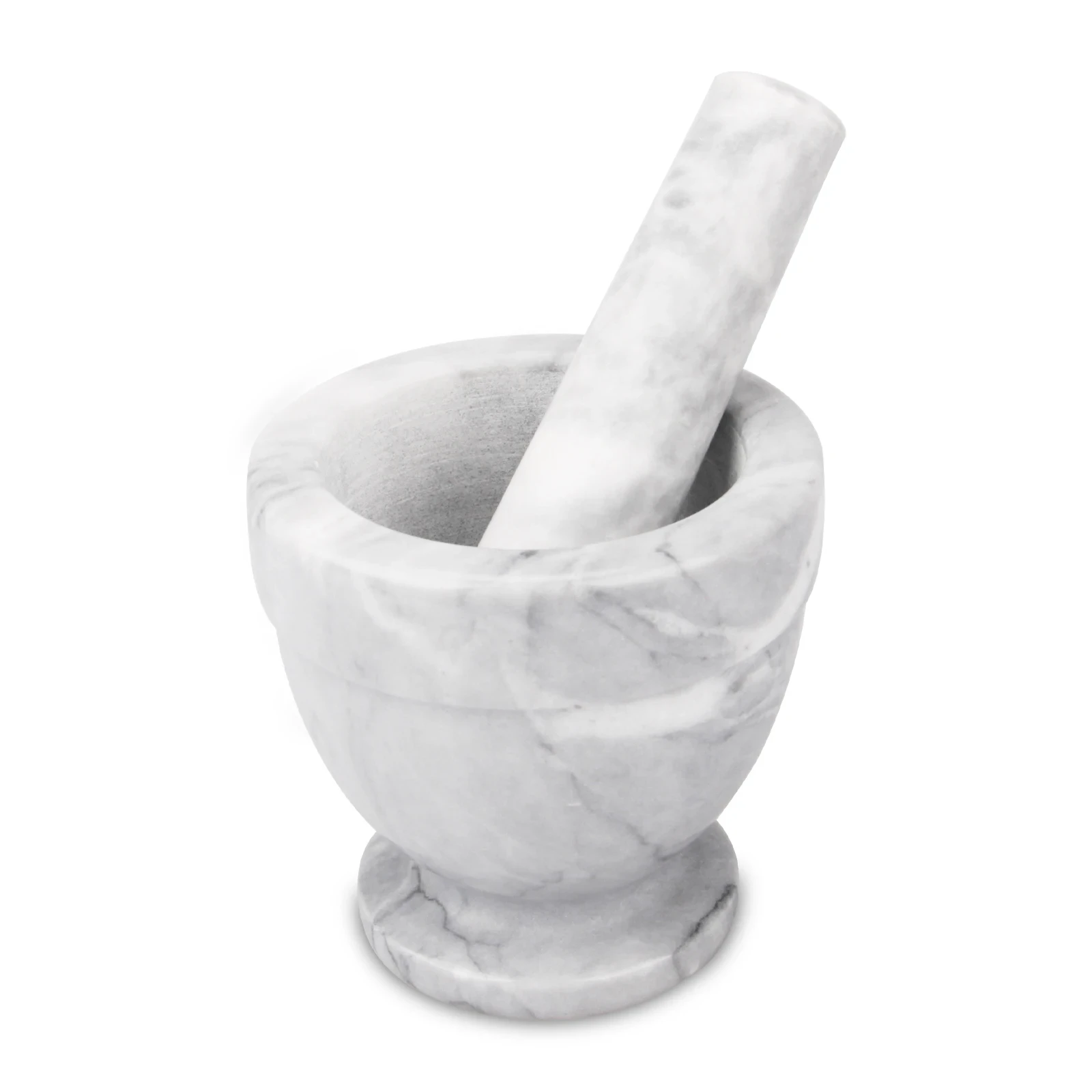 White grey marble mortar and pestle D10.5x10.5cm H