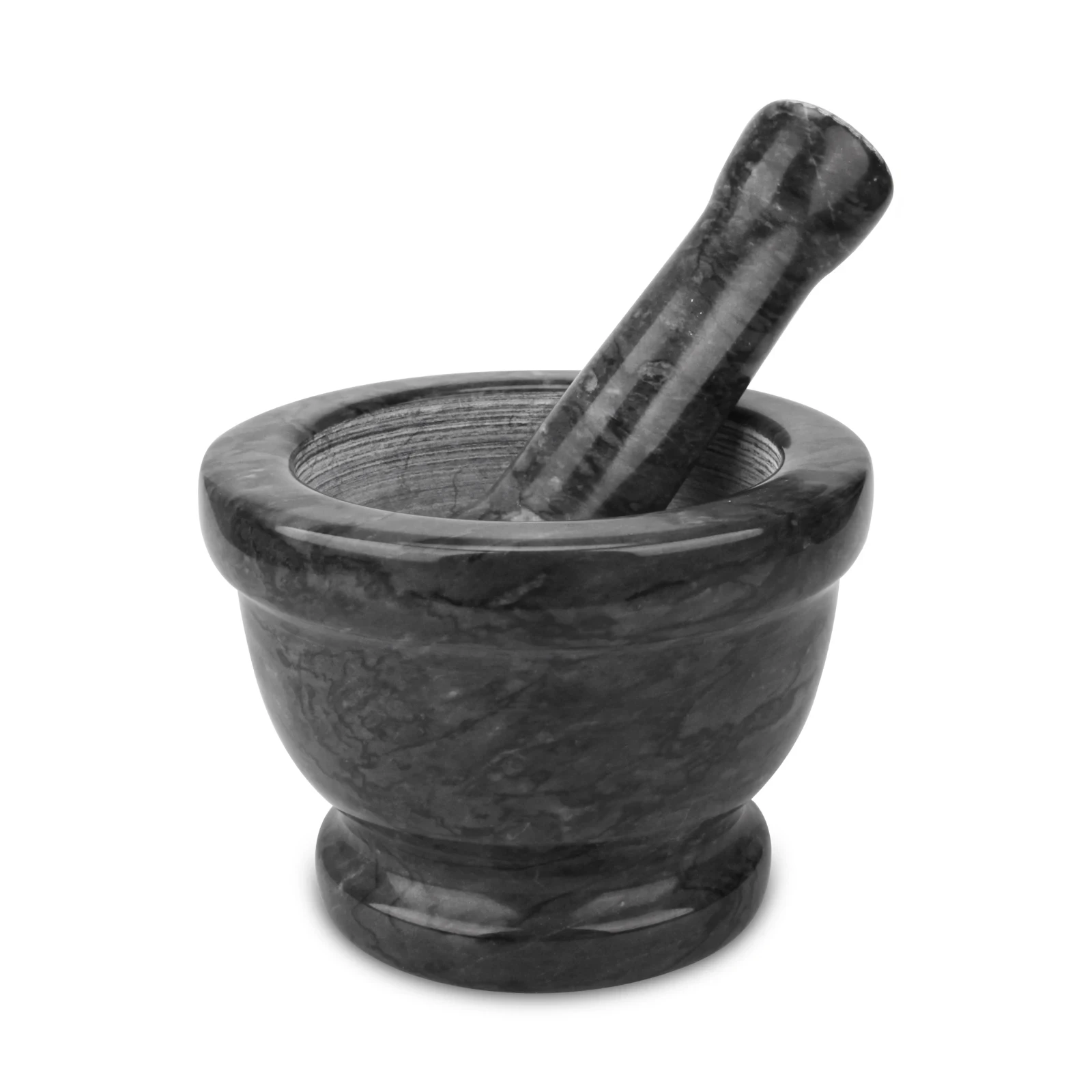 Black grey marble mortar and pestle D14x10cm H
