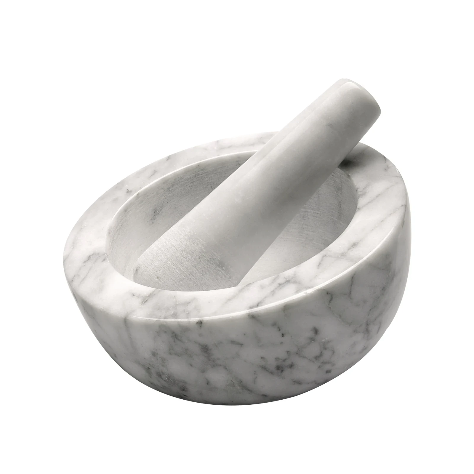 White grey marble mortar and pestle D16.5x5-10cm H