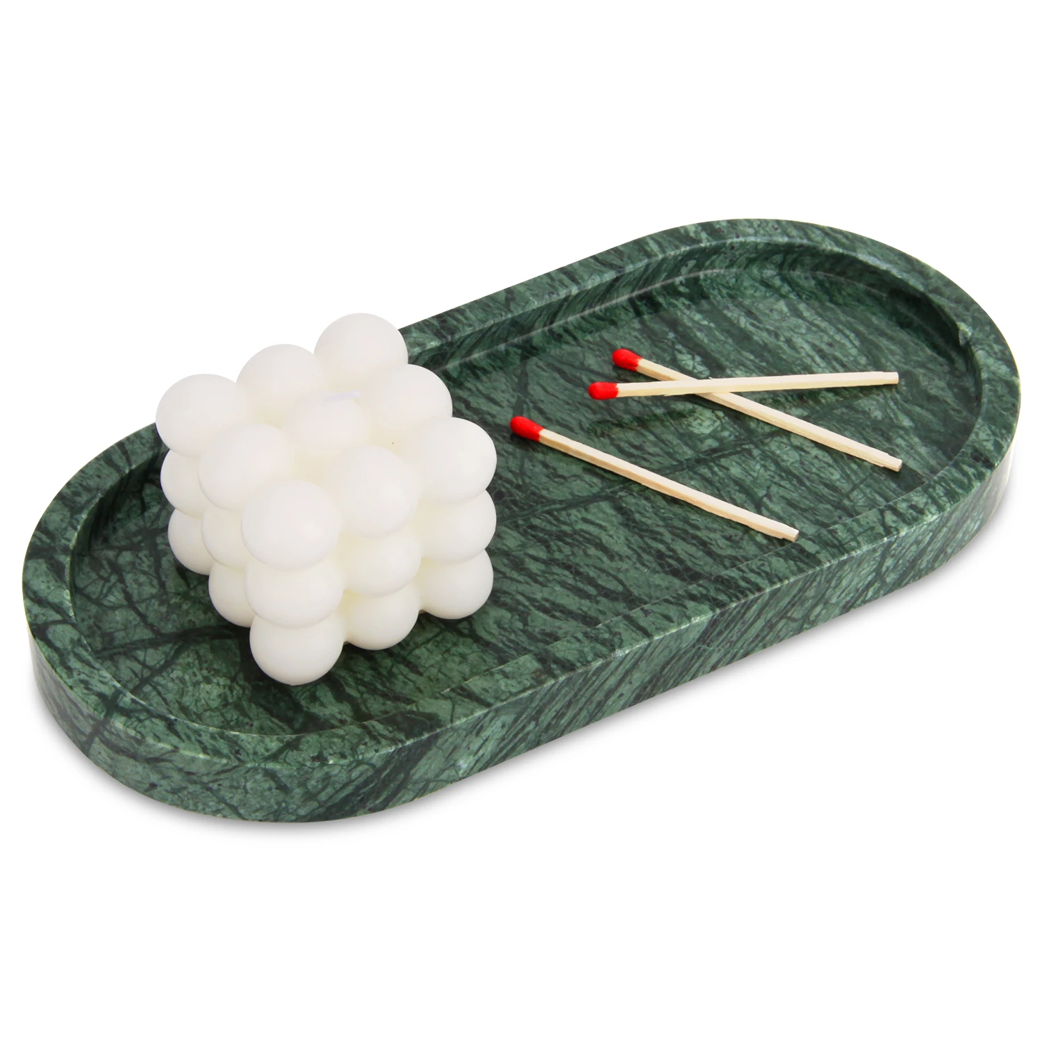 Green rectangle marble tray