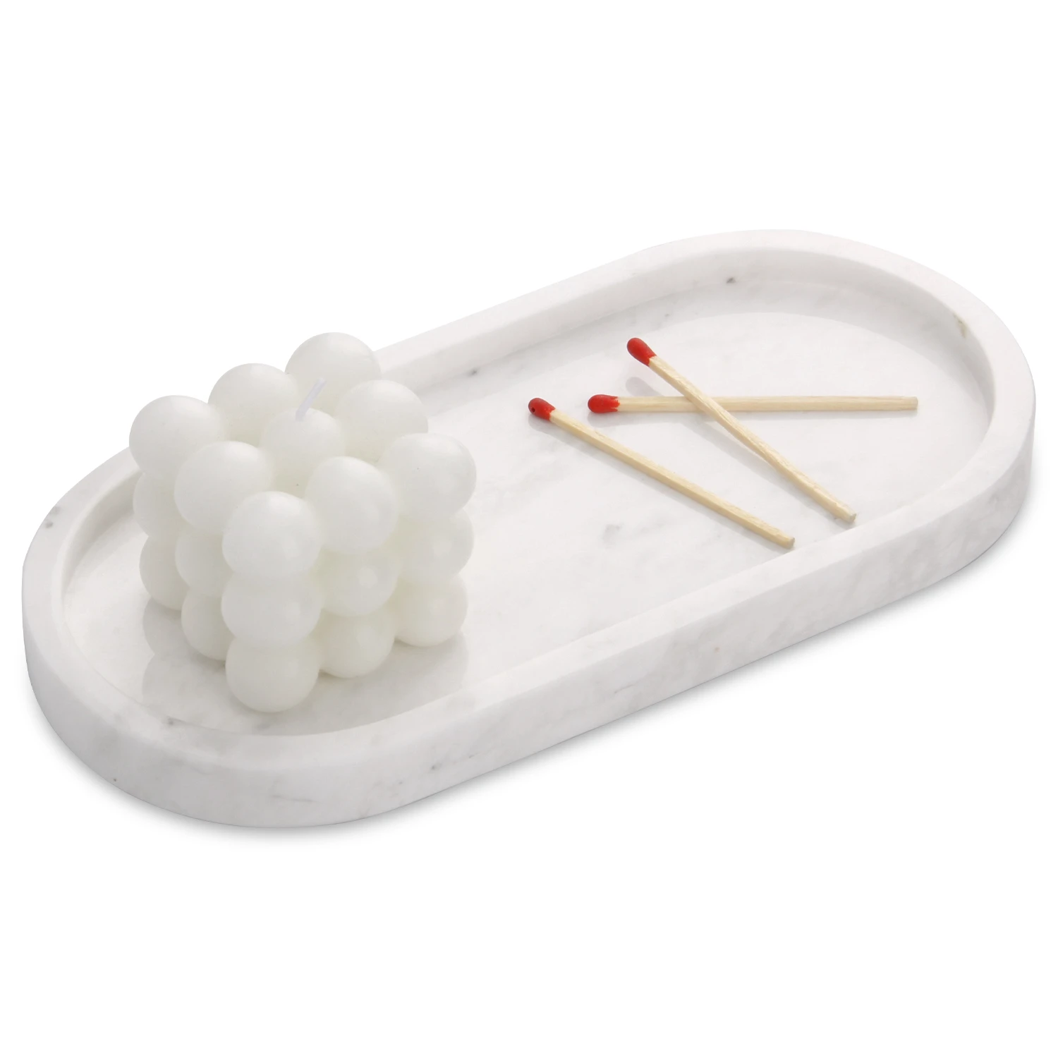 Jazz white oval marble tray