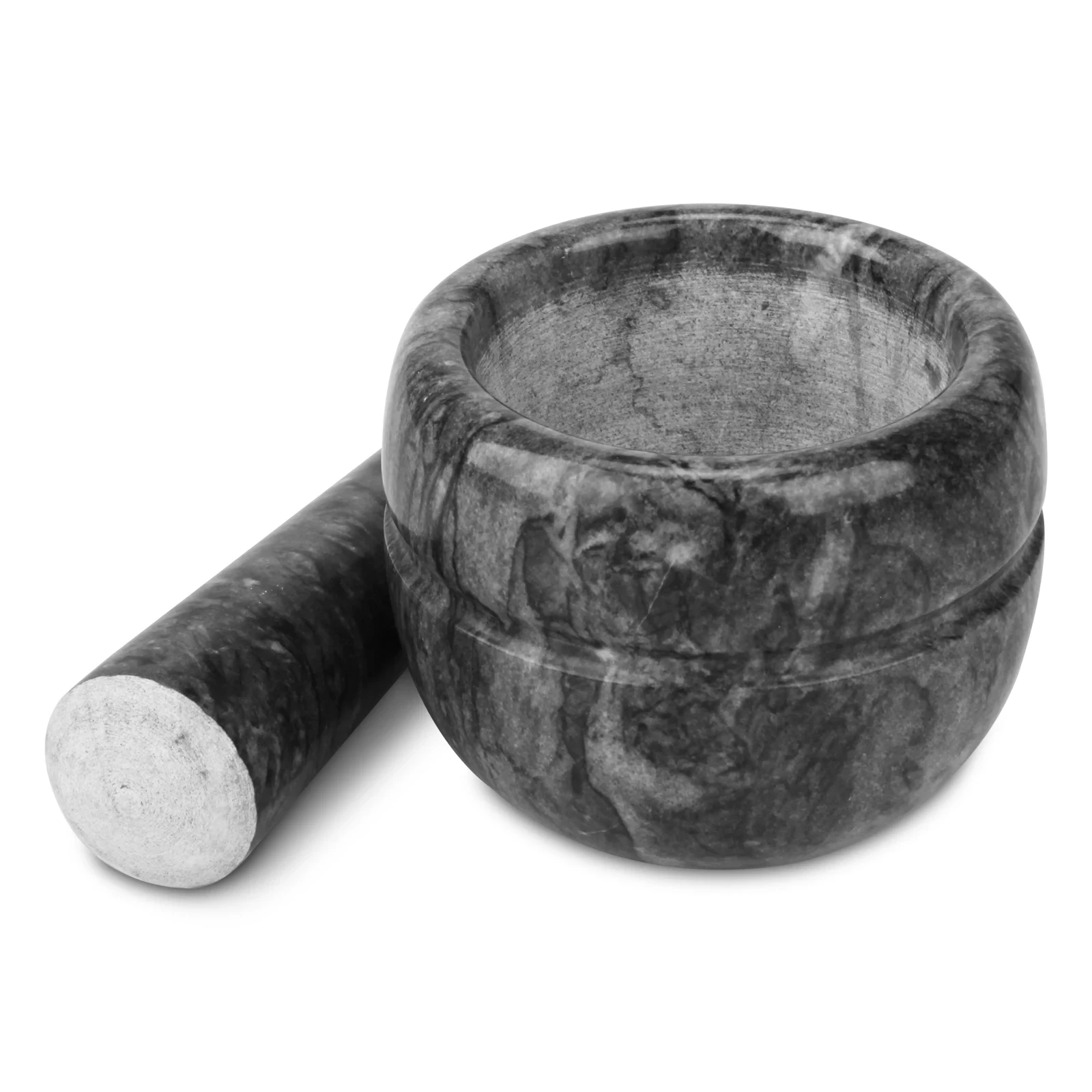 Black grey marble mortar and pestle D10x8cm H