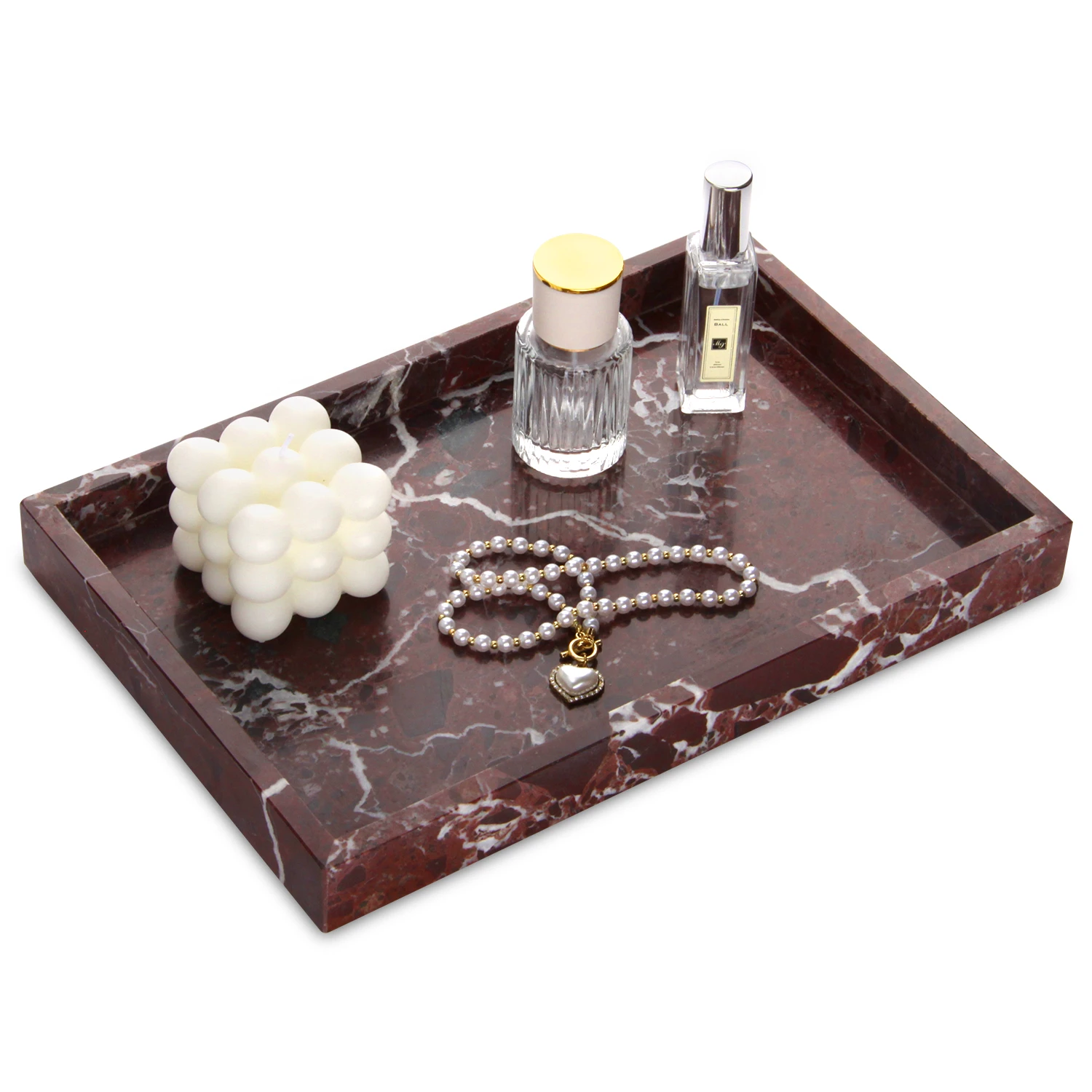 Luxury Rosa Levanto Rectangle  Marble Tray