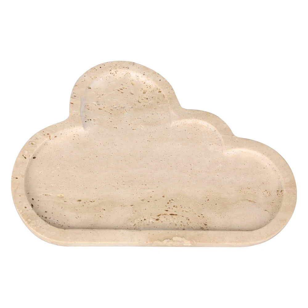 Beige cloud travertine tray