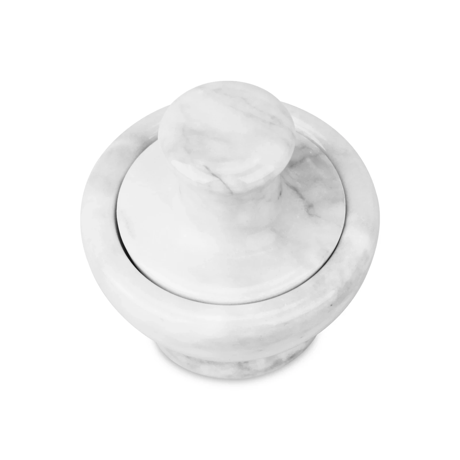 White grey marble mortar and pestle 10x10x10cm