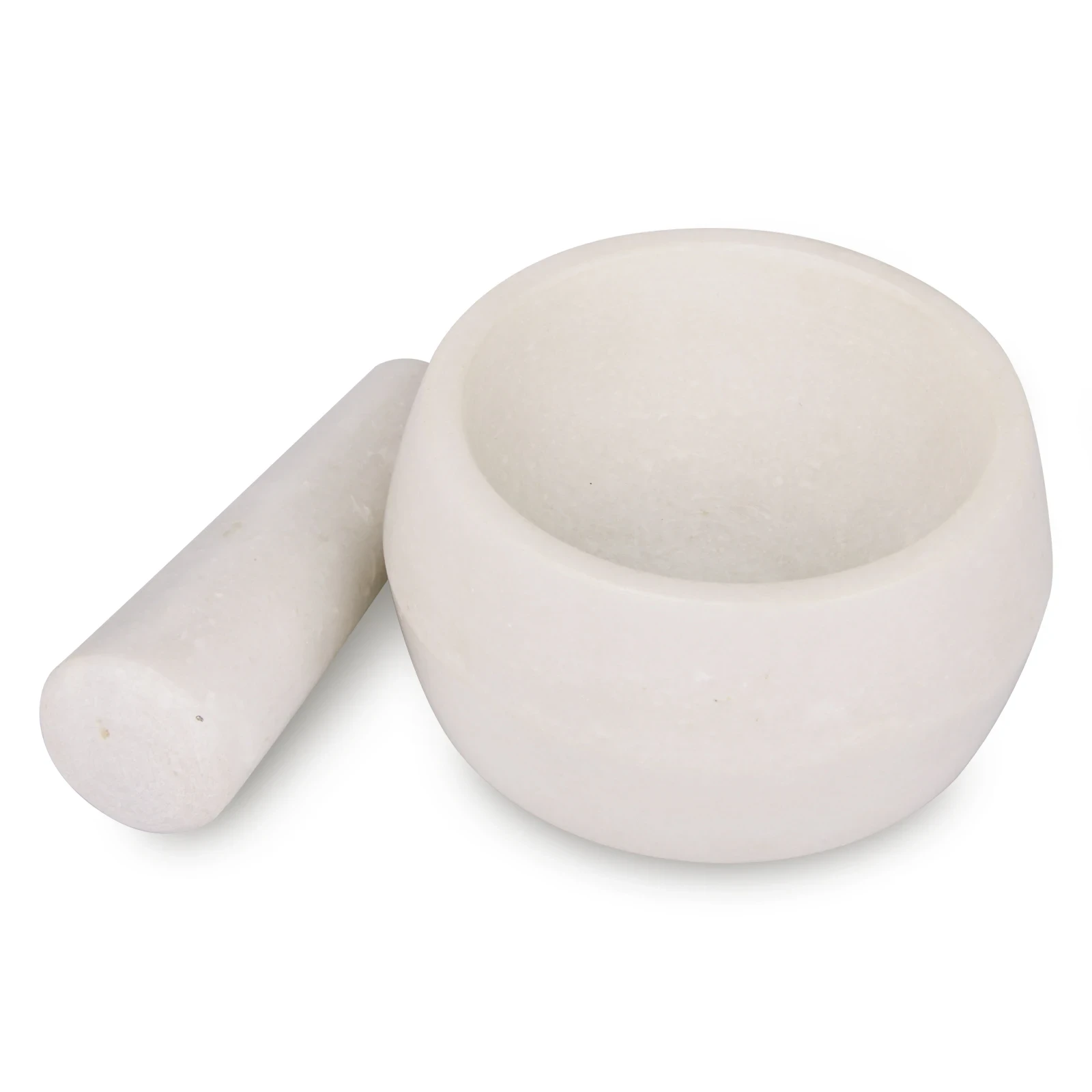 White marble mortar and pestle D11.5x6cm H