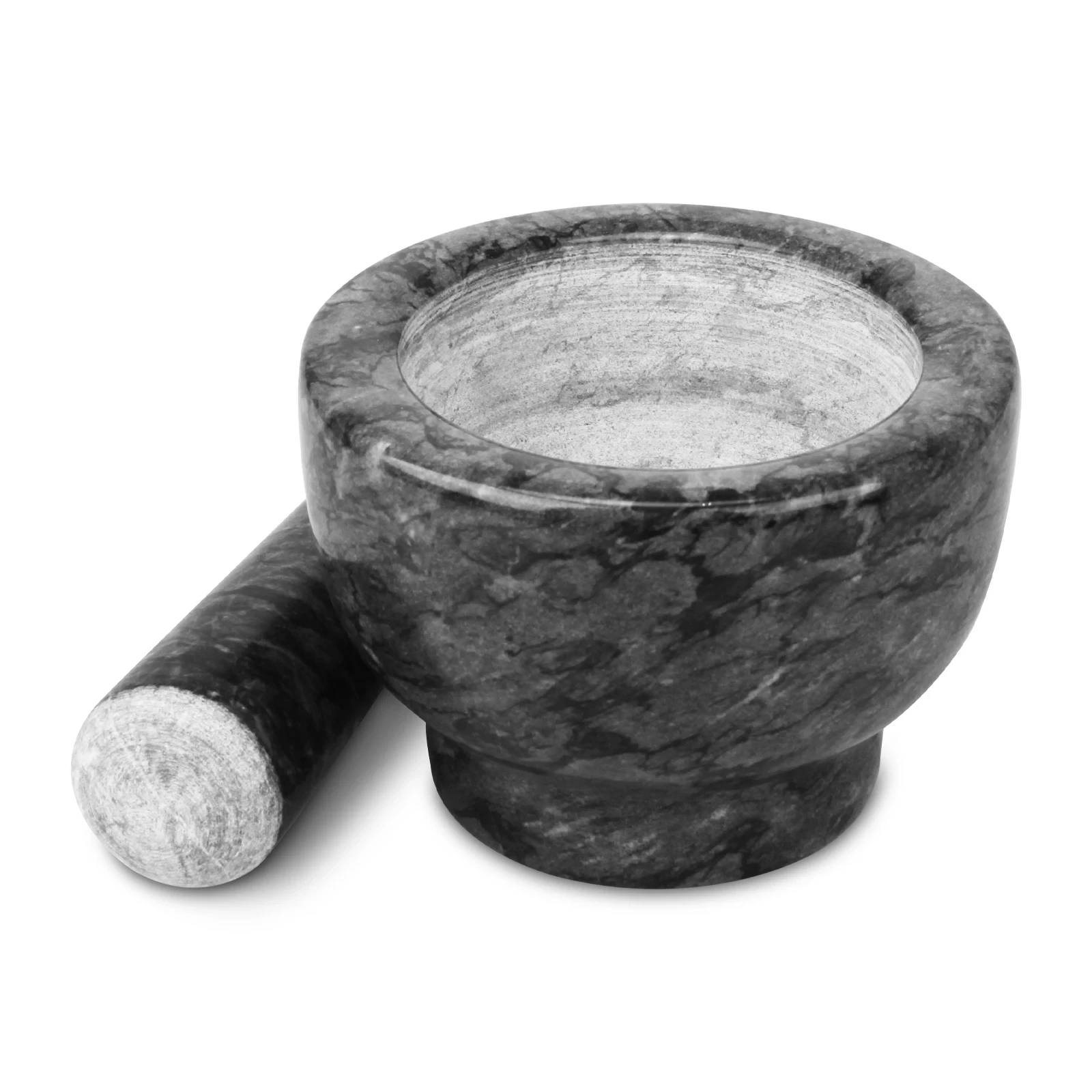 Black grey marble mortar and pestle D15x8cm H