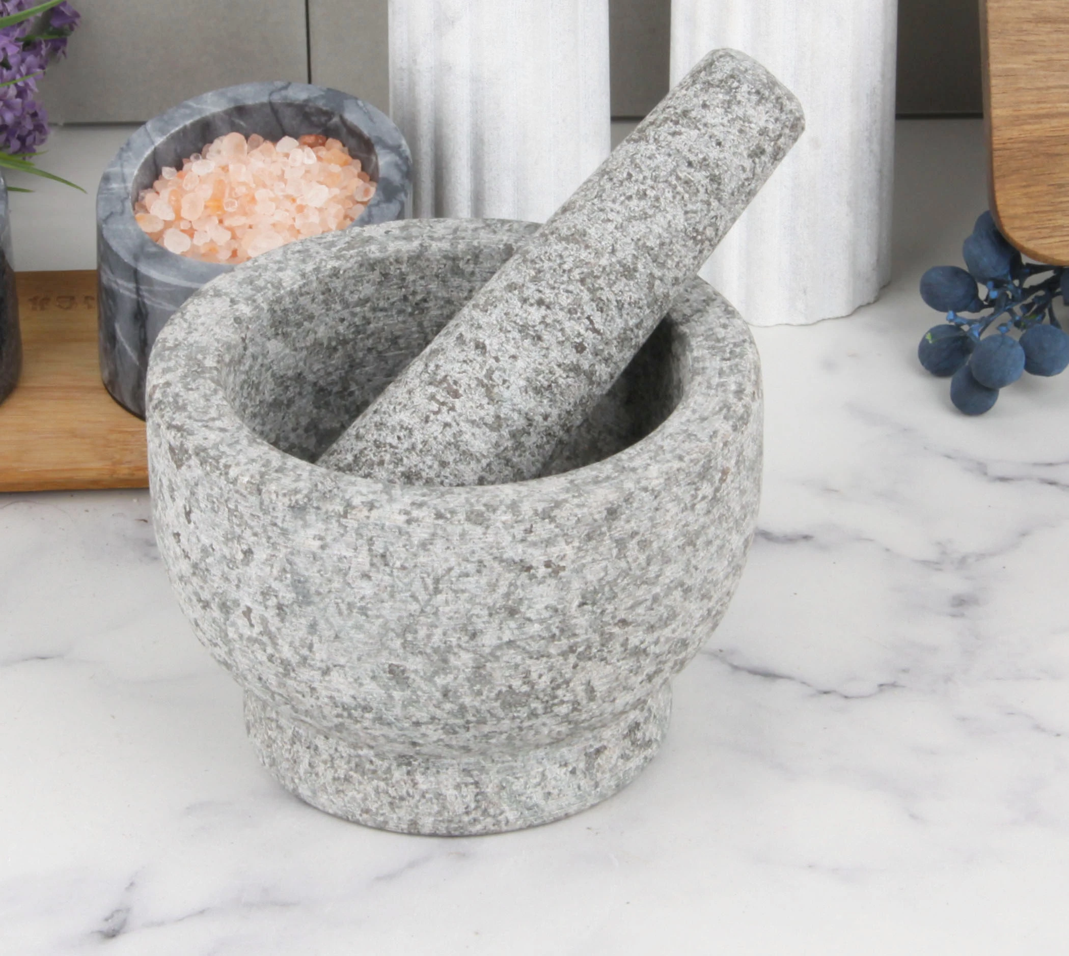Wholesale Premium Quality Grey Granite Mortar and Pestle Ceramic Herb & Spice Tools Box Packing