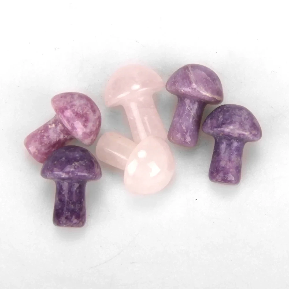 Natural Lepidolite Mushroom Carving Purple Lepidolite Healing Crystal For Reiki Meditation Feng Shui