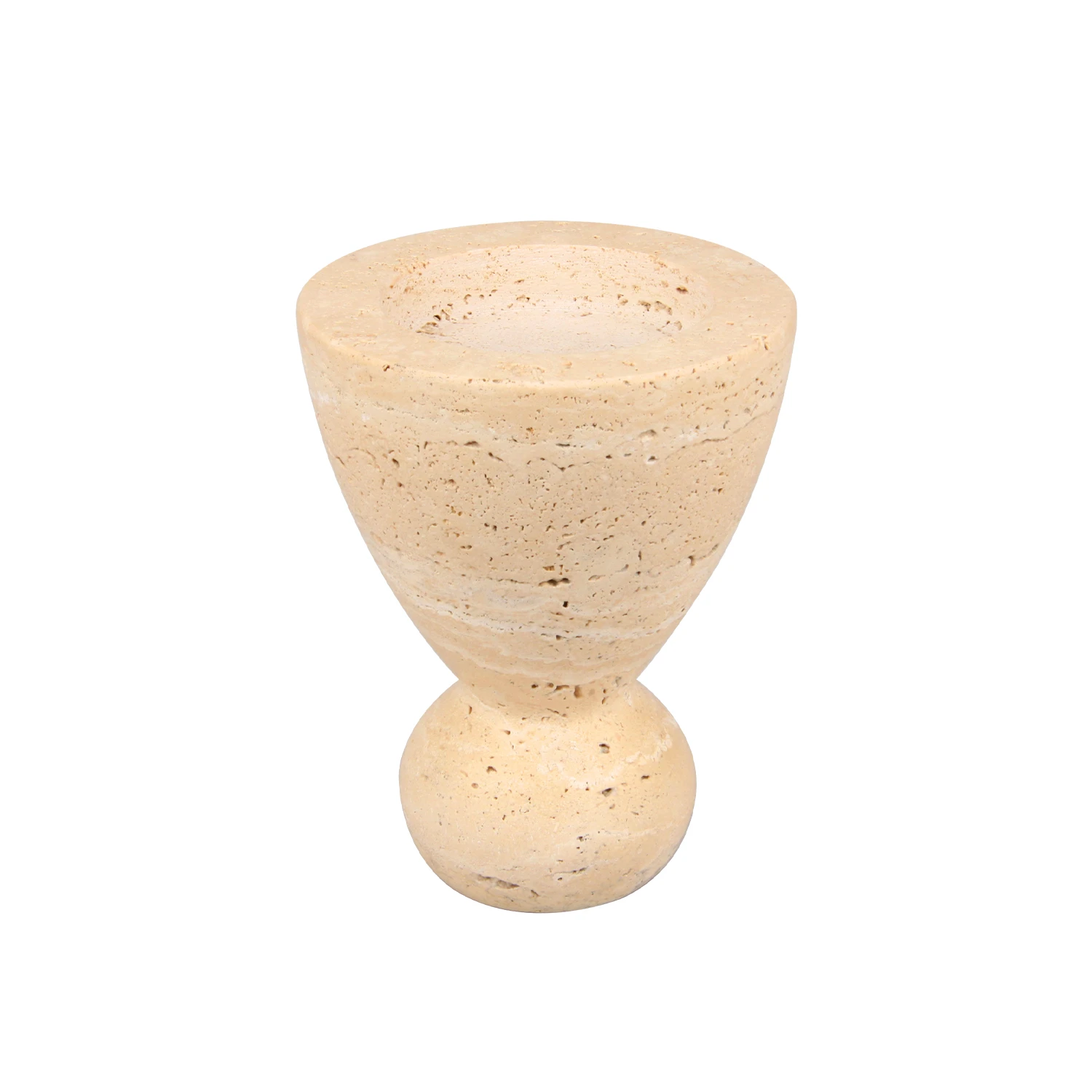 beige travertine candle holder
