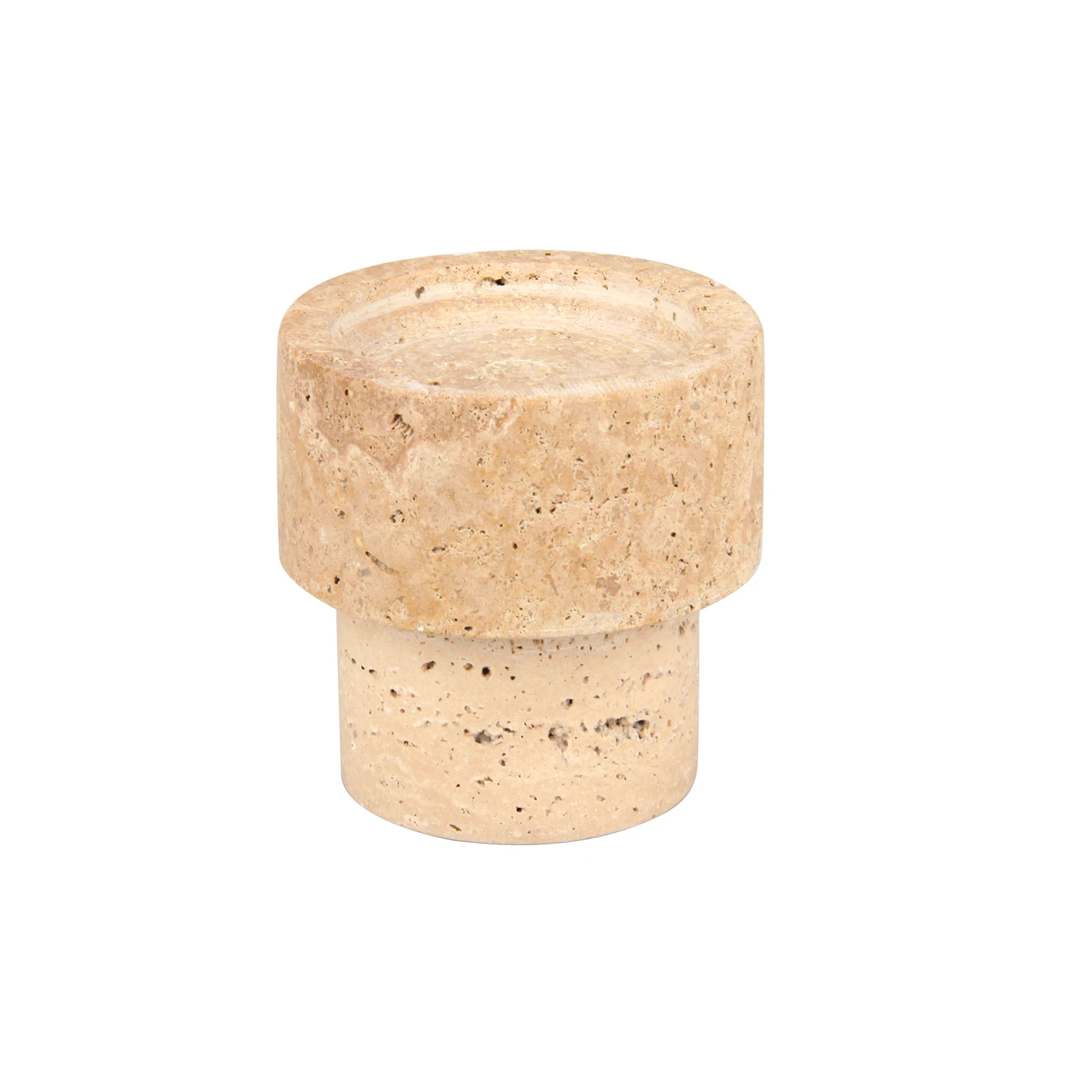 beige travertine candle holder