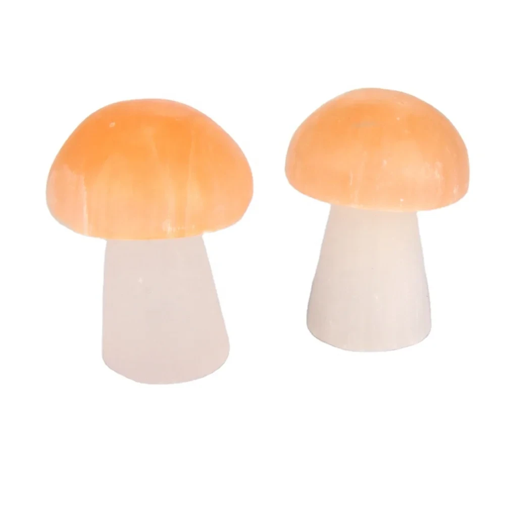 High Quality Handmade Natural Selenite Crystal Carving Mushrooms with Feng Shui Plant Design for Hom