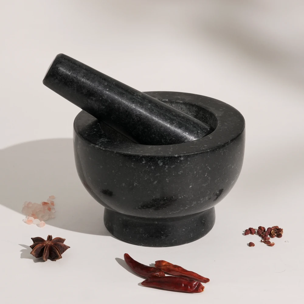 Granite mortar and pestle D13x8cm H