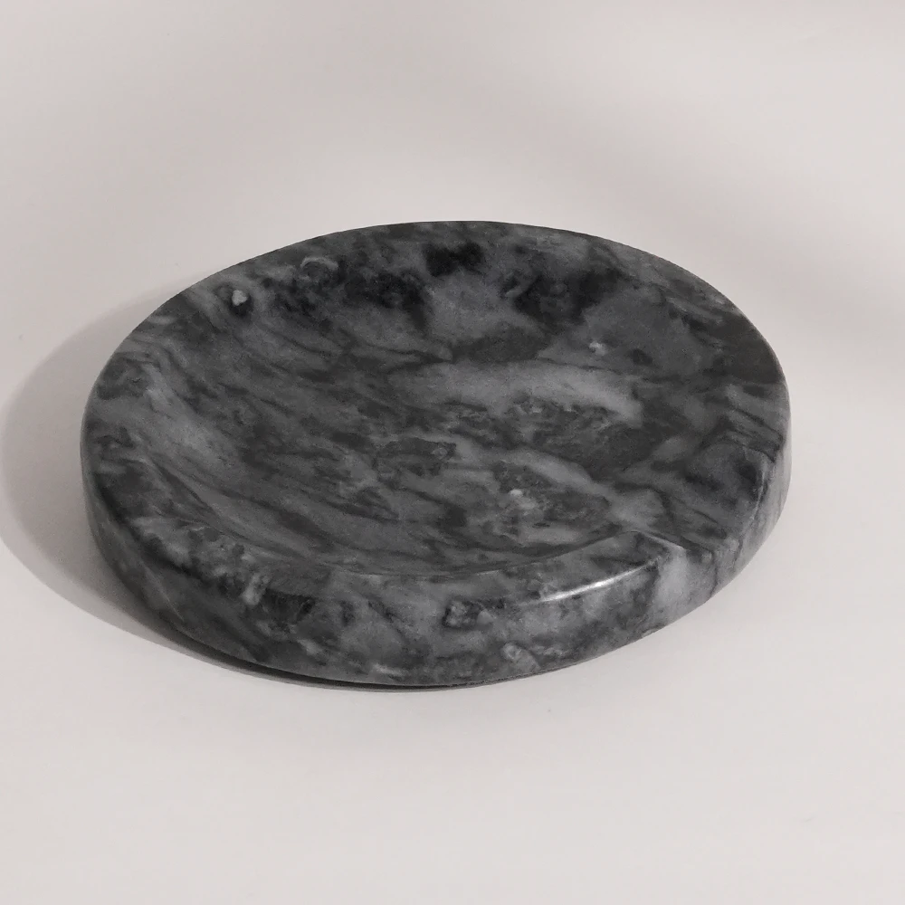 Dark grey marble round spoon rest