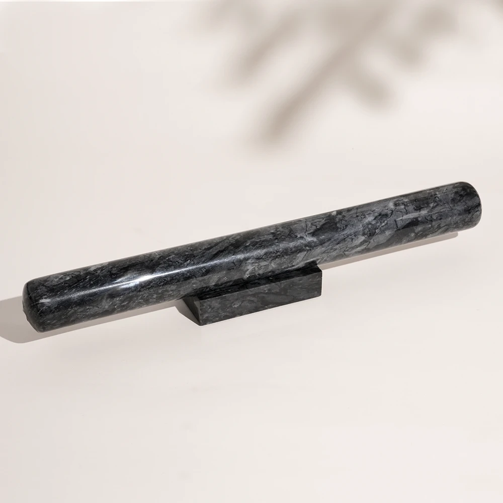 Dark Grey Marble Rolling Pin With Stone Base