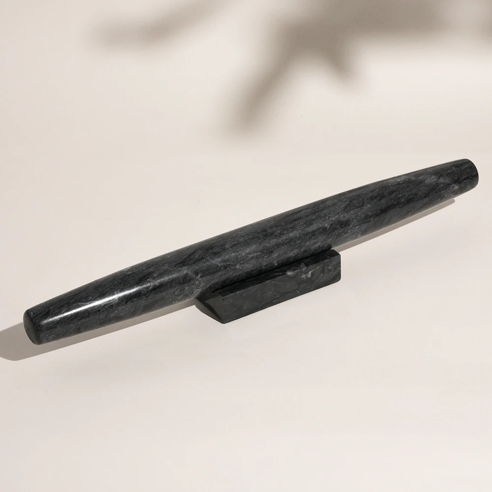 Dark Grey Marble Rolling Pin With Marble Base