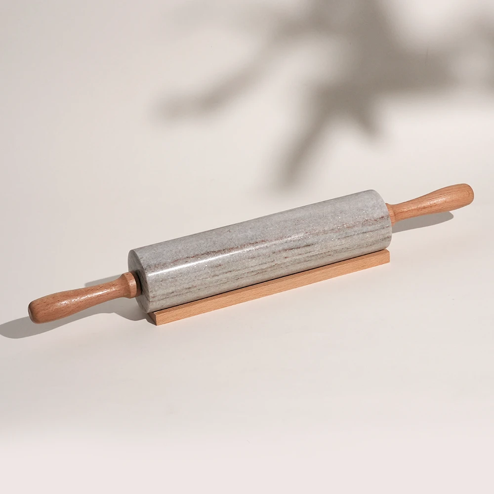 Viva Jade Marble Rolling Pin With Wood Handles And Beech Base