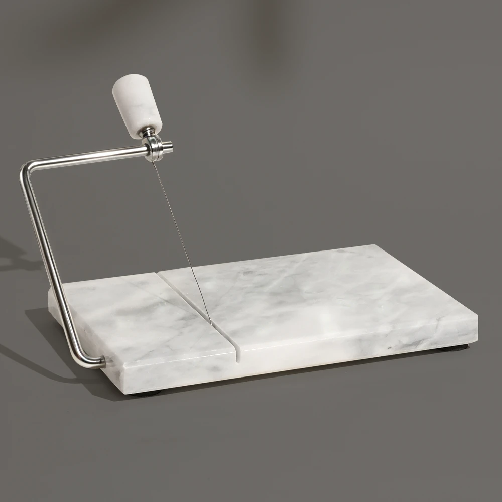 White Grey Marble Cheese Slicer With Stone Handle