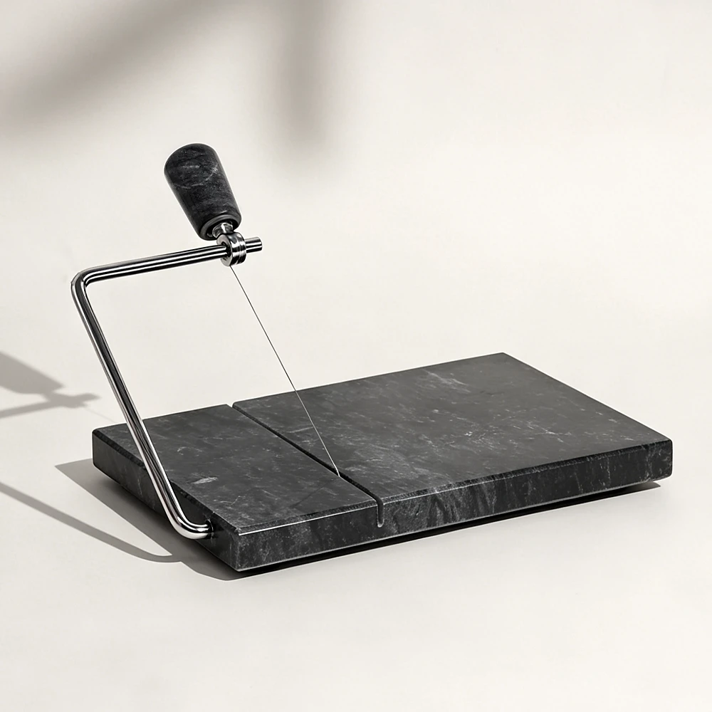 Dark Grey Marble Cheese Slicer With Stone Handle