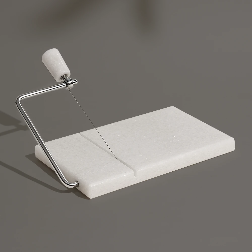 White Marble Cheese Slicer With Stone Handle