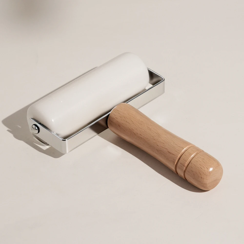White Marble Rolling Pin With Wood Holder