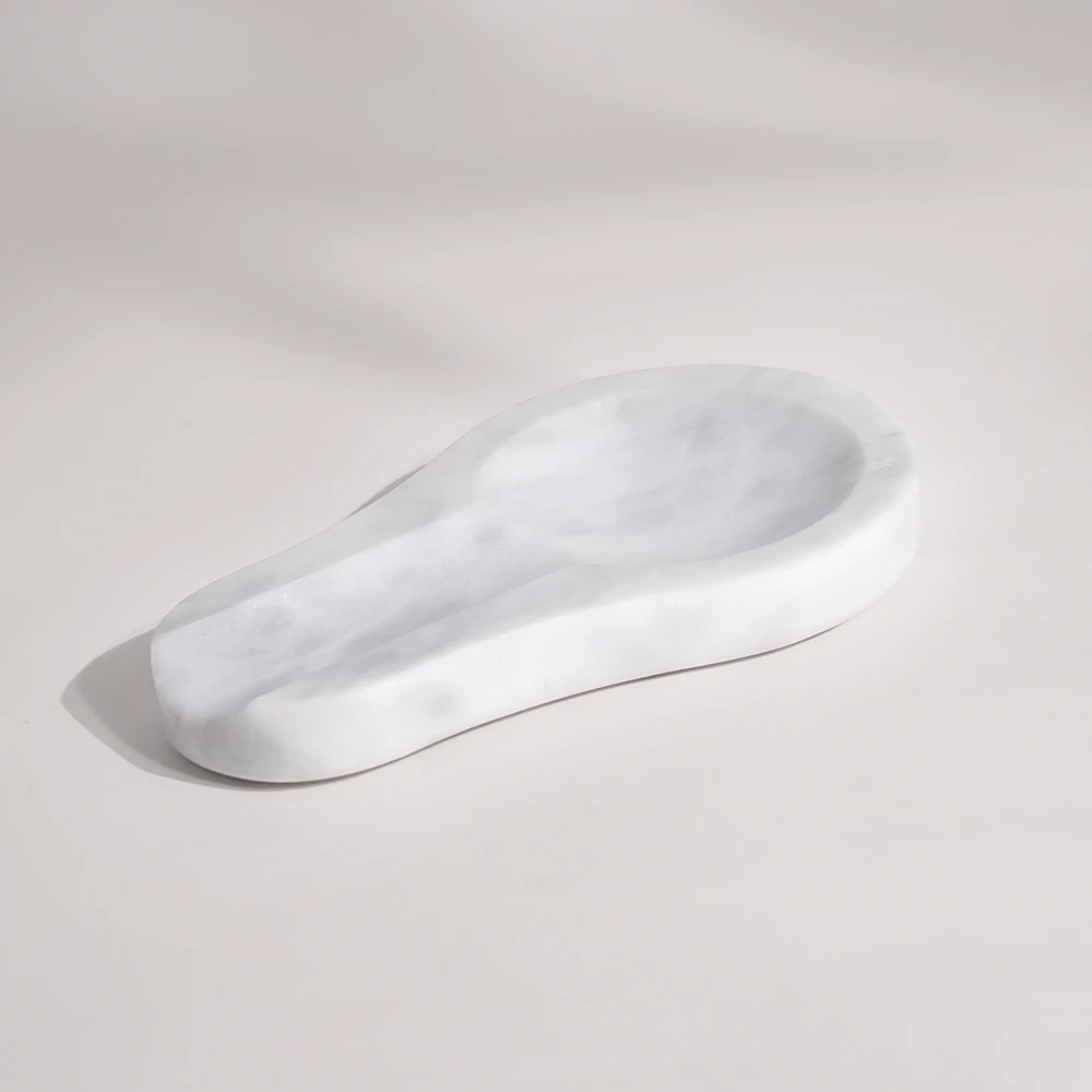 White Grey Marble Spoon Rest
