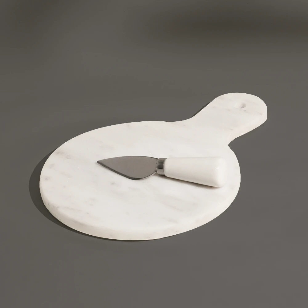 White Paddle Board With1pc Ceramic Handle Cheese Knive