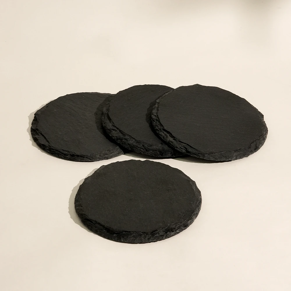 Set Of 4 Slate Round Coasters