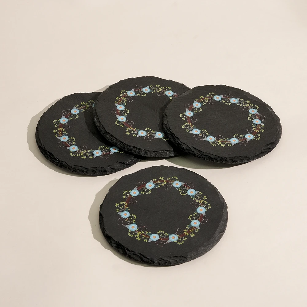Set Of 4 Slate Round Coasters