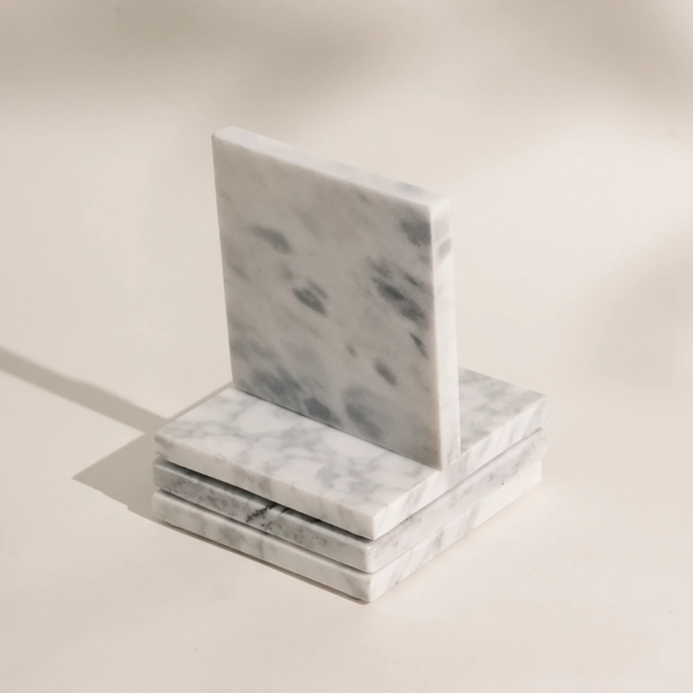 Set of 4 Grey Square Marble Coasters