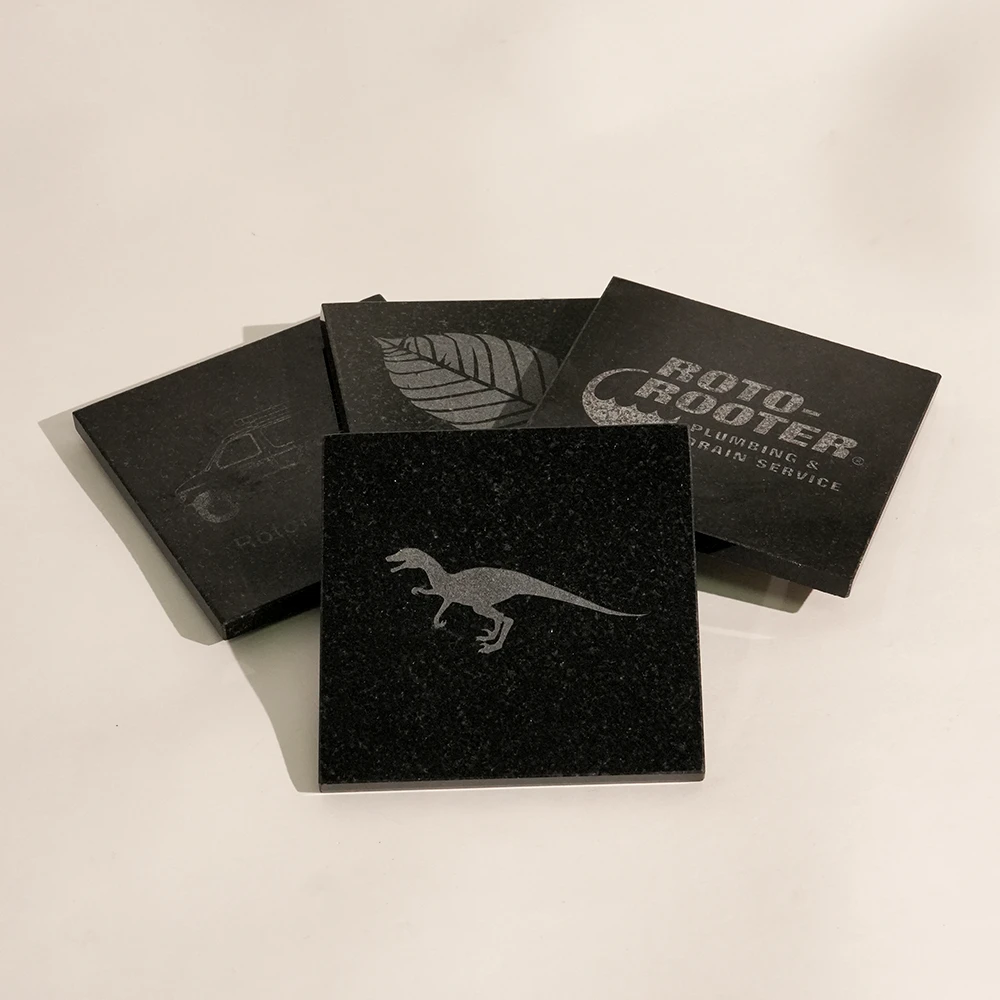 Set of 4 Black Granite Coasters