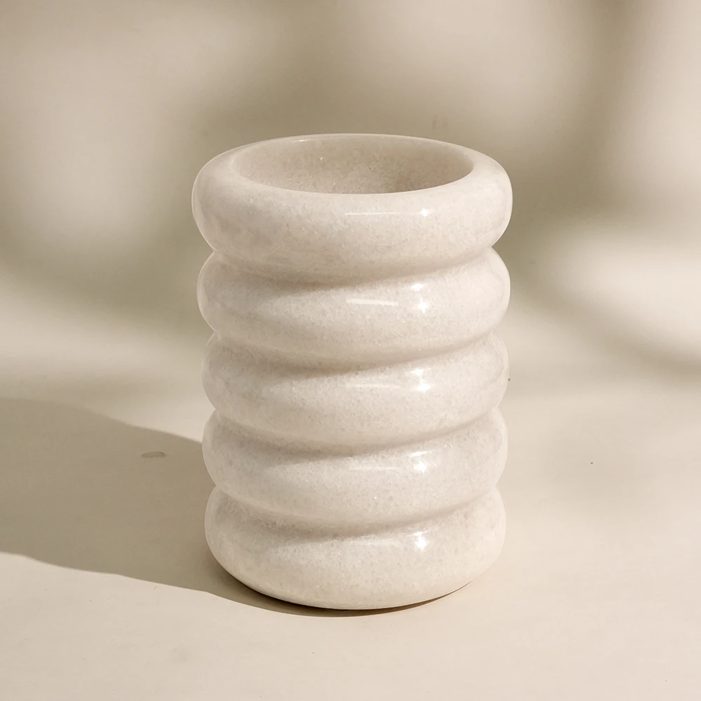 Wave White Marble Wine Cooler