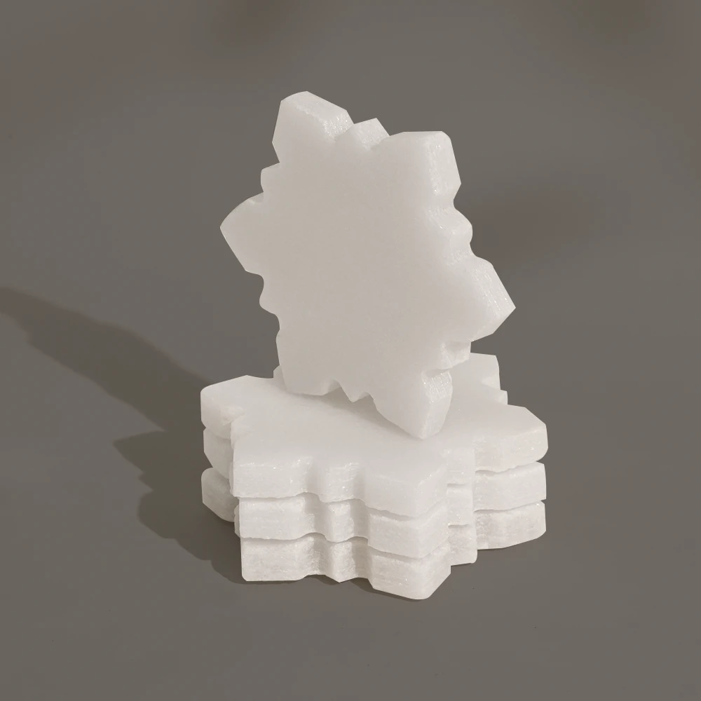 Set of 4 White Marble Coaster In Snowflake Shape