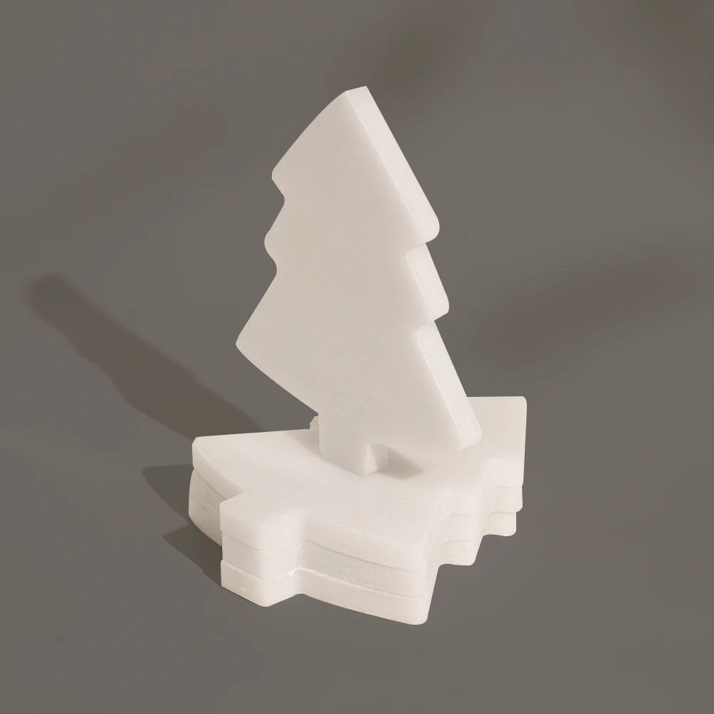 Set of 4 White Marble Christmas Tree Shape Coasters