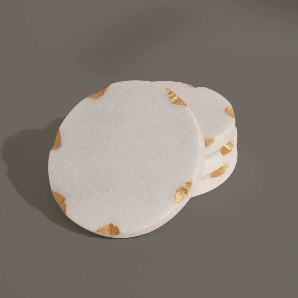 Set of 4 White Marble Coasters