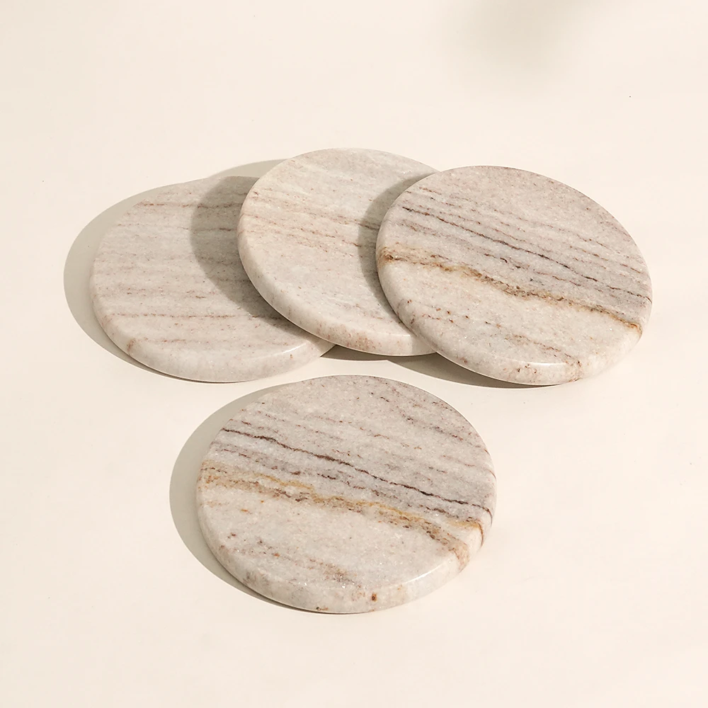 Set of 4 Viva Jade Marble Round Coasters