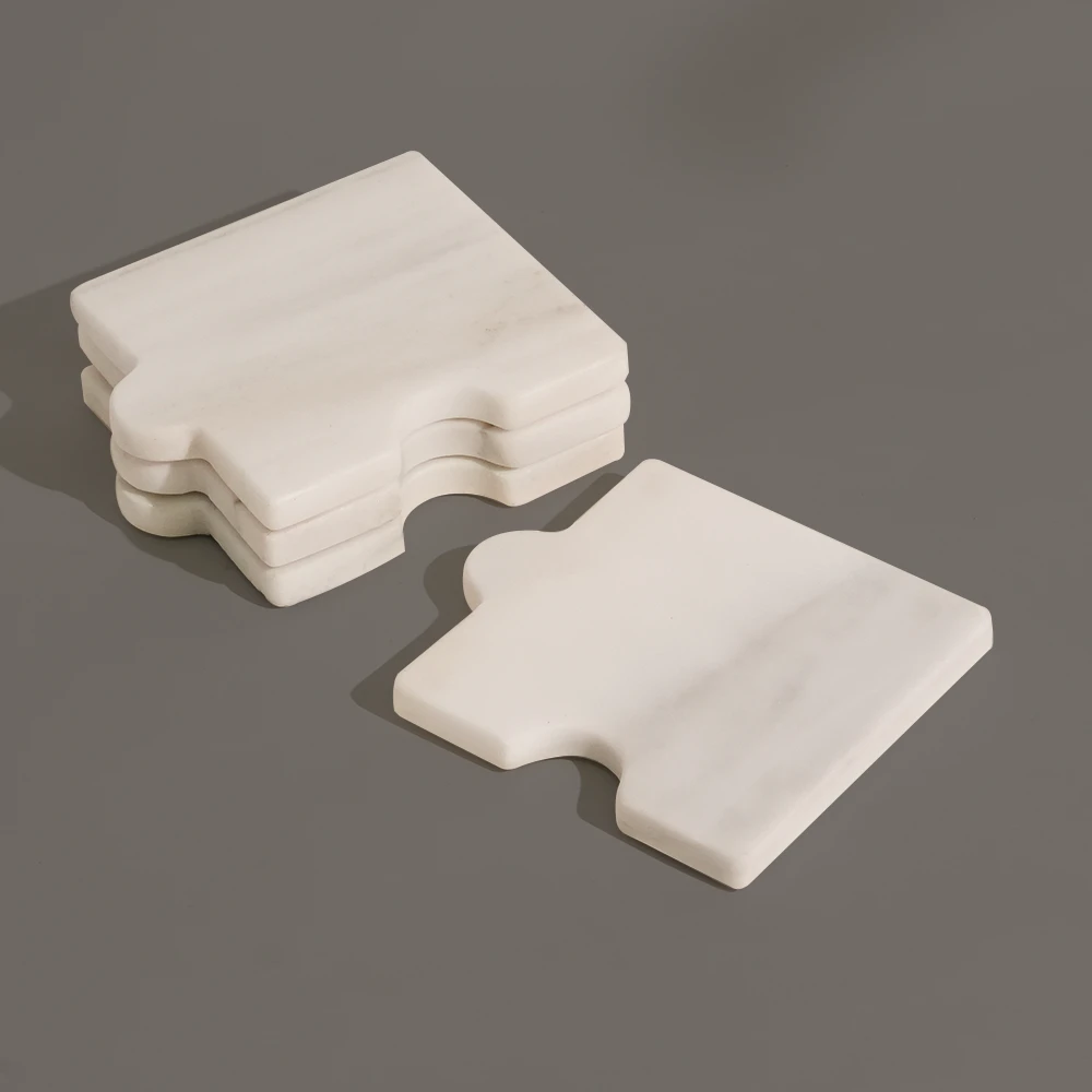 Set of 4 White Splicing Marble Coasters