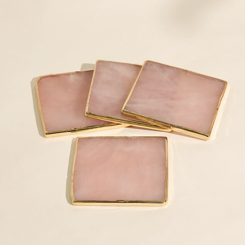 Set of 4 Rose Quartz Square Coasters
