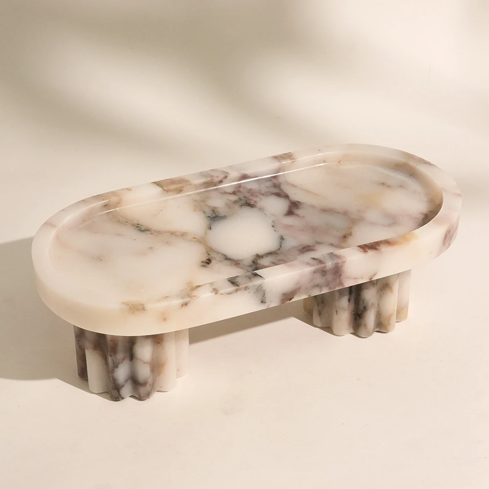 Oval Calacatta Viola Marble Fruit Tray